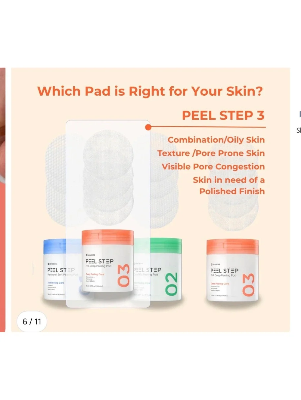 Leaders Peel Step 03 PHA Deep Peeling Pad - 70 Pads, 215 ml